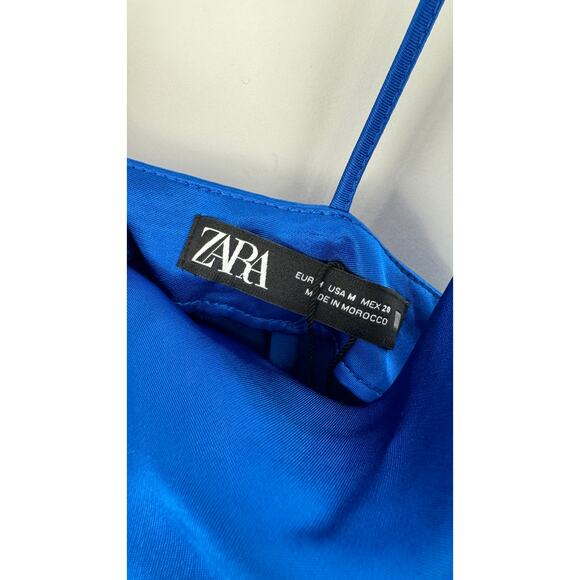 Zara Blue Satin Mini Dress - Picture 14 of 14